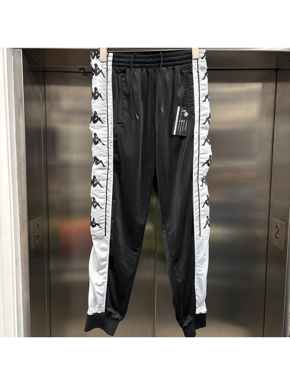Men’s Black & White Kappa Track Pants Size M